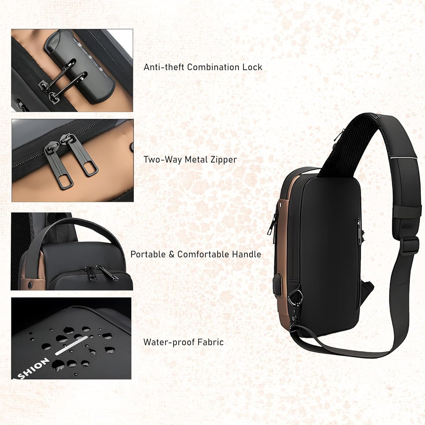 Waterproof Anti-Theft Crossbody Travel Bag – Scratch Resistant & Durable