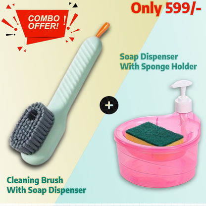 Multifunctional Liquid Shoe Brush with Liquid Box +Kitchen Liquid Dispenser (Free Sponge)