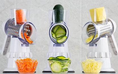 4 IN 1 ROTARY DRUM VEGETABLE GRATER & SLICER