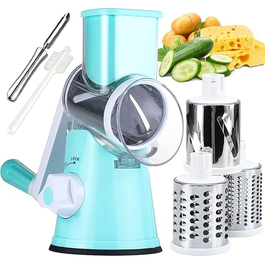 4 IN 1 ROTARY DRUM VEGETABLE GRATER & SLICER