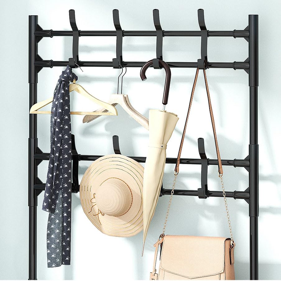 5-Tier Multifunctional Clothes & Shoe Organizer Rack with Hooks