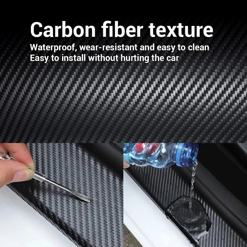 High Gloss White Carbon Fiber Style Anti-Scratch Edge Guard Step Decoration Waterproof Tape - 2Inch x 5Meter