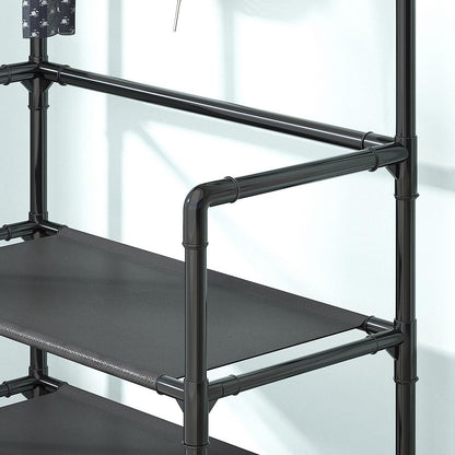 5-Tier Multifunctional Clothes & Shoe Organizer Rack with Hooks
