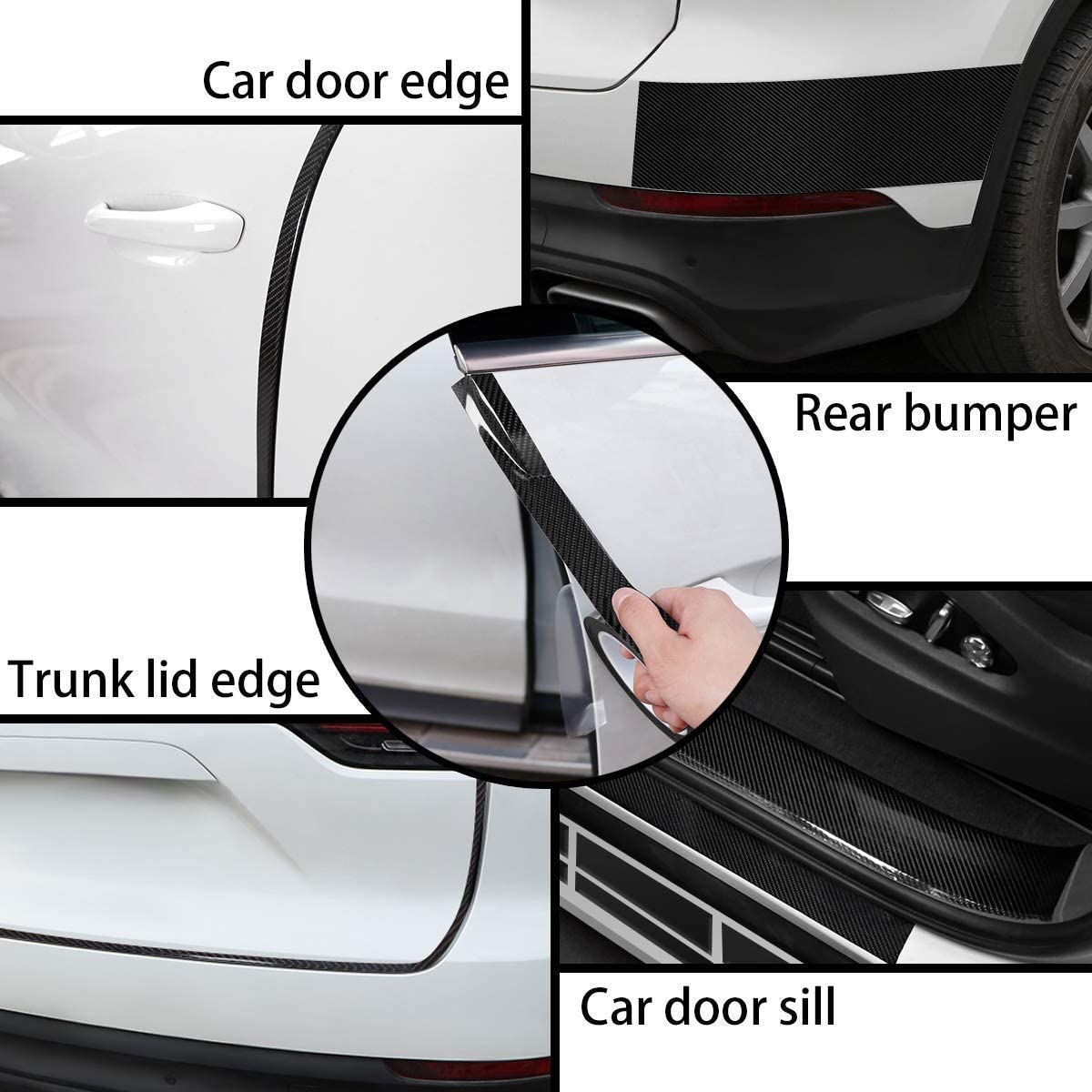 High Gloss White Carbon Fiber Style Anti-Scratch Edge Guard Step Decoration Waterproof Tape - 2Inch x 5Meter