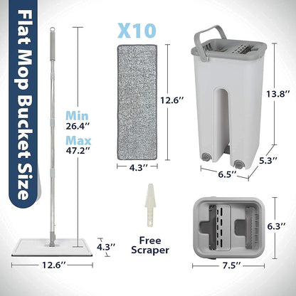 “360° Flat Spin Mop with Bucket &  Microfiber Pads