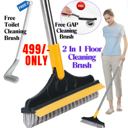 2 In 1 Floor Cleaning Brush With Soft Scraper + Toilet & Gap Cleaning Brush (FREE)