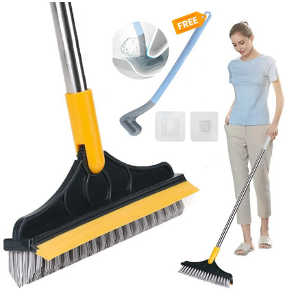 2 In 1 Floor Cleaning Brush With Soft Scraper + Toilet Brush ( Free)