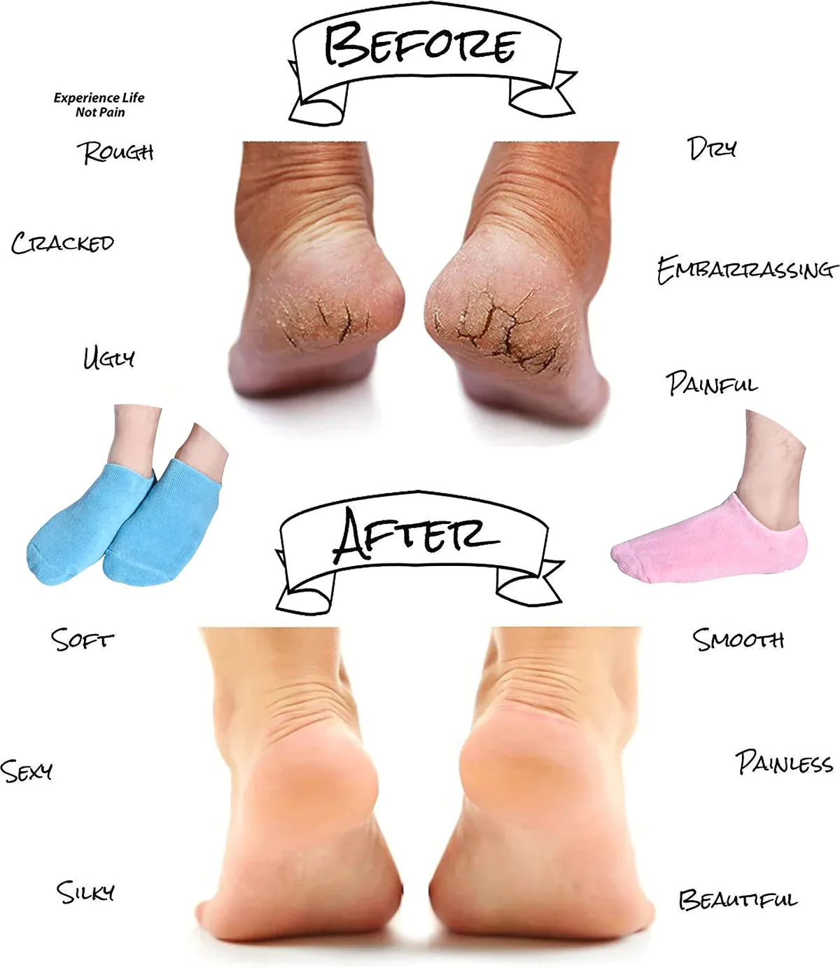 Crack Heal Silicon Spa Gel Socks (Buy 1 Get 1 Free)