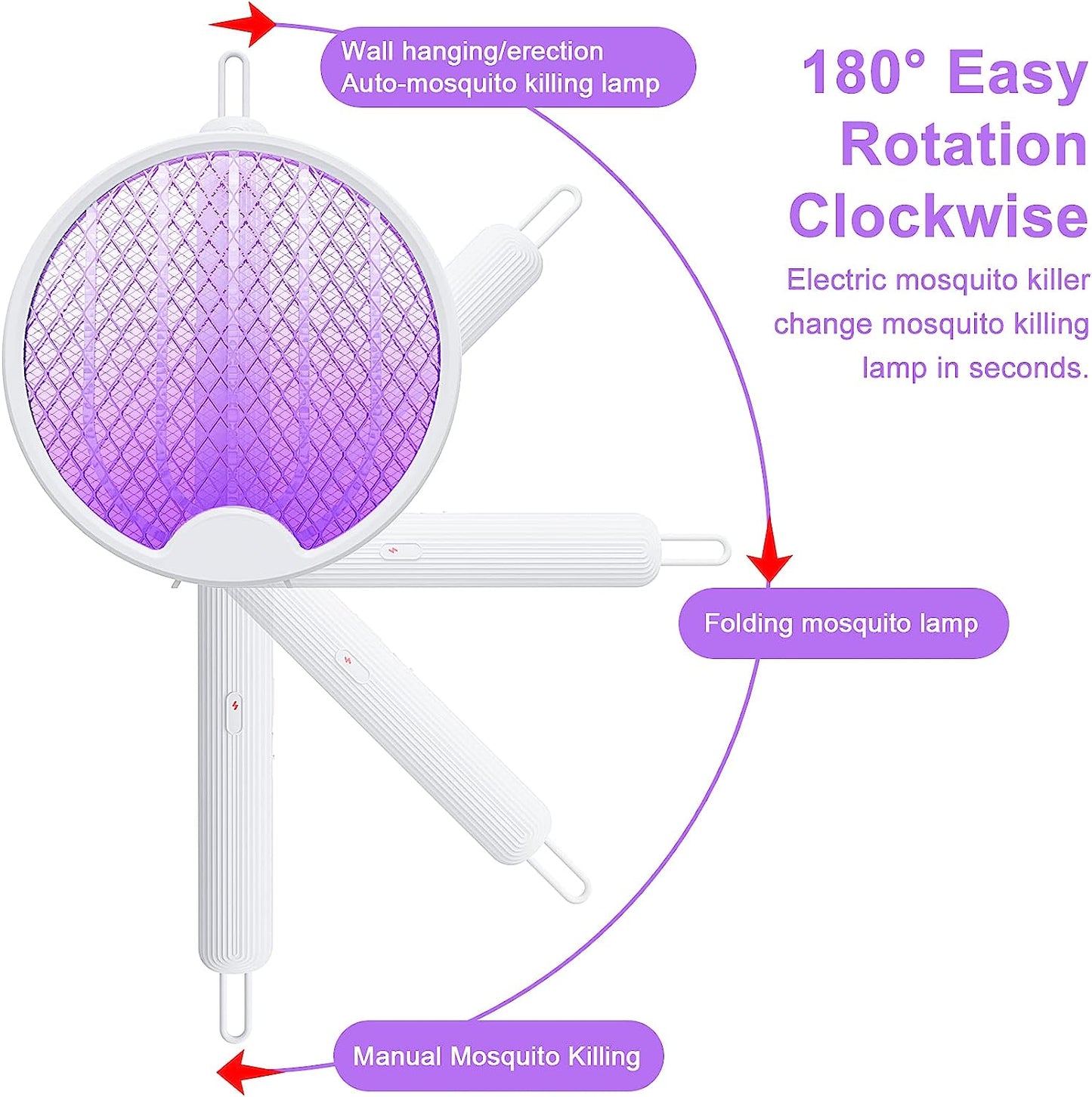 Mosquito Killer Bat Foldable & Rechargeable with LED Light Racket